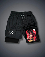 Dragon Ball Official Licensed Training Shorts Black Cotton Broly Print M Logo Elastic Waist Workout Shorts Anime Cosplay