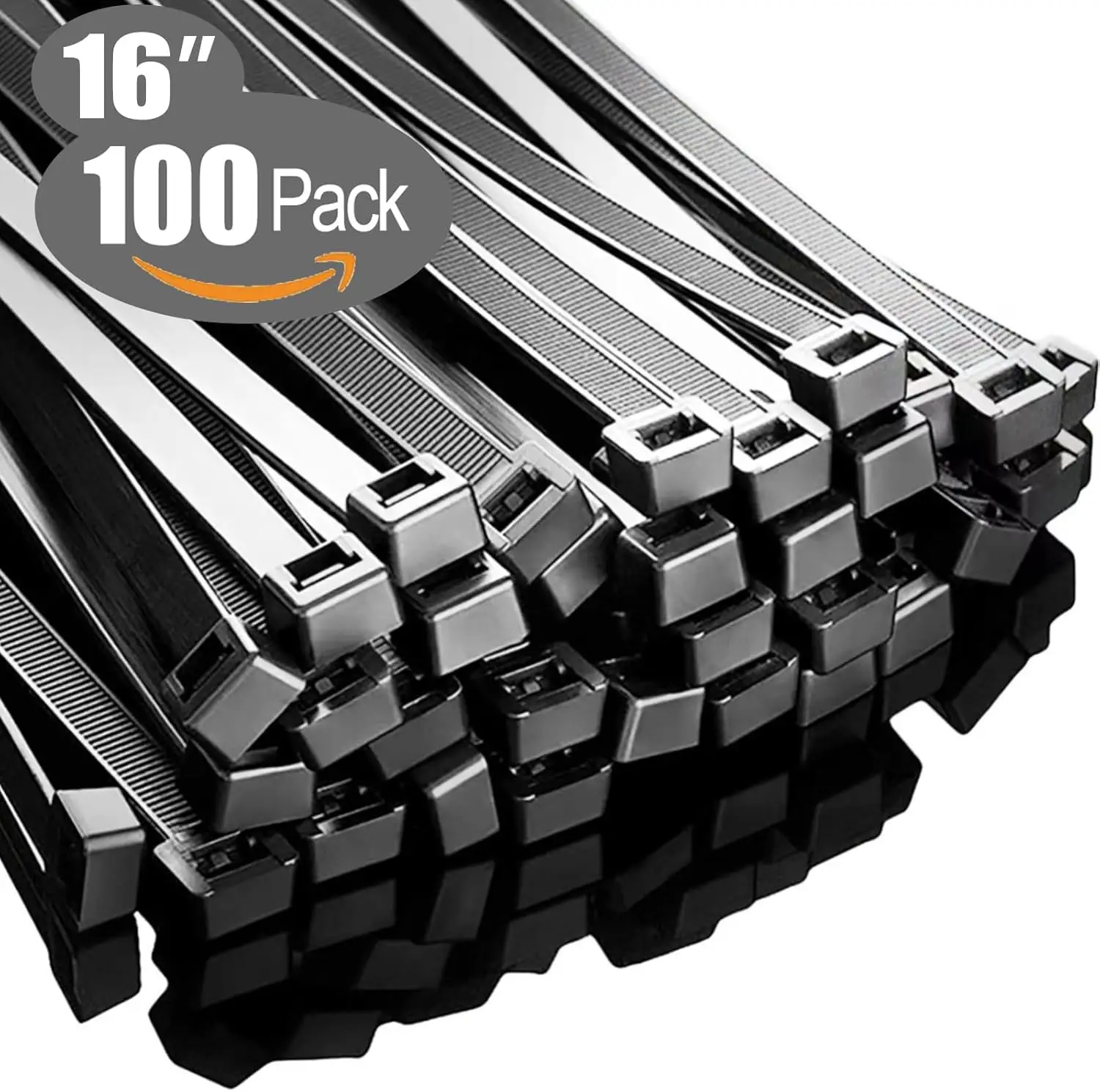

16-Inch Black Cable Ties, 100 Pack, 60 lb Strength, UV Resistant for Indoor and Outdoor Use