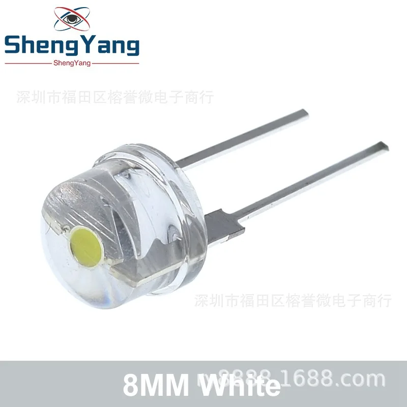 8MMStraw Hat Straight PlugLEDWhite Red Blue Yellow Green Light0.5WLight Emitting DiodeLED F8Lamp BeadsDIP