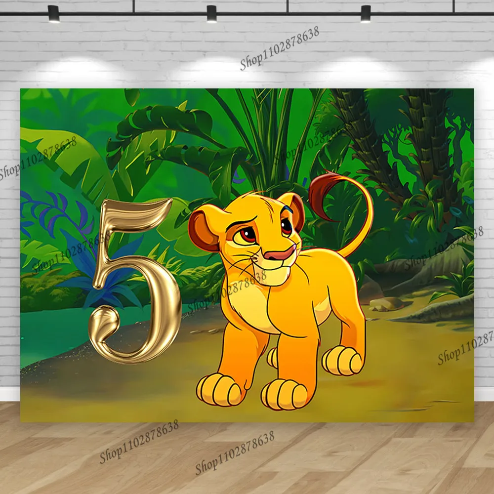 The Lion King Birthday Backdrop Custom Gold Age 1 2 3 4 Children Party Background Boy Kids Jungle Baby Shower Decoration Banner