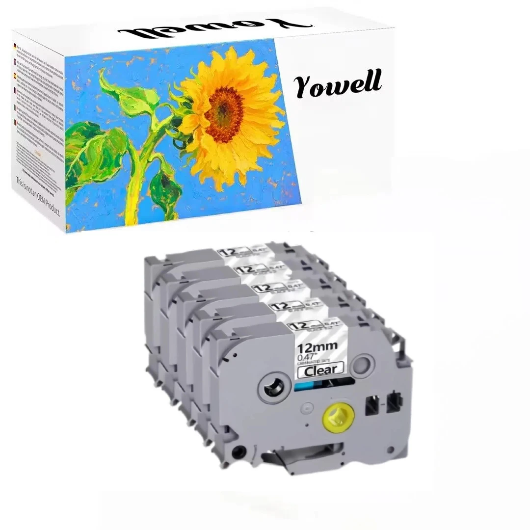 Yowell 5 X TZe-231 (12mmx8m) Etikettenband, kompatibel mit Brother PT-100, E100VP, PT-H100LB, PT-H100R, H101, H101TB, PT-H105WB – Detail 1