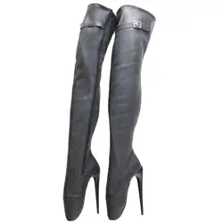 jialuowei Latex Material Ballet Boots Thin Heel Side-Zip Over-the-Knee Women Sexy Fetish Stretch Boots Custom Made