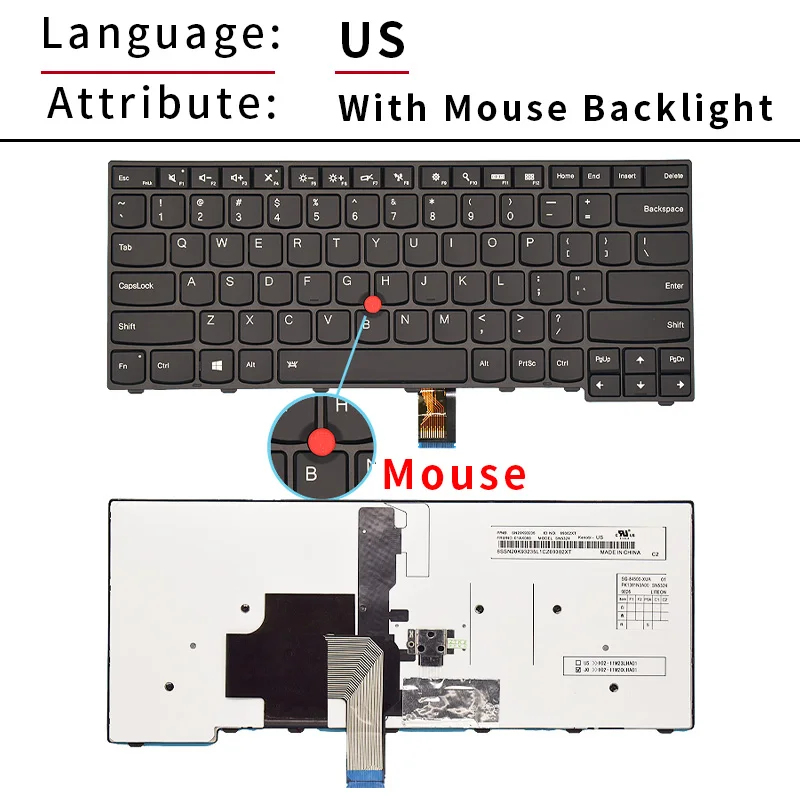 US Russian Laptop Keyboard For Lenovo IBM ThinkPad L440 L450 L460 L470 T440 T440P T440/T450S E440 E431S T460 0C02253 04Y0862