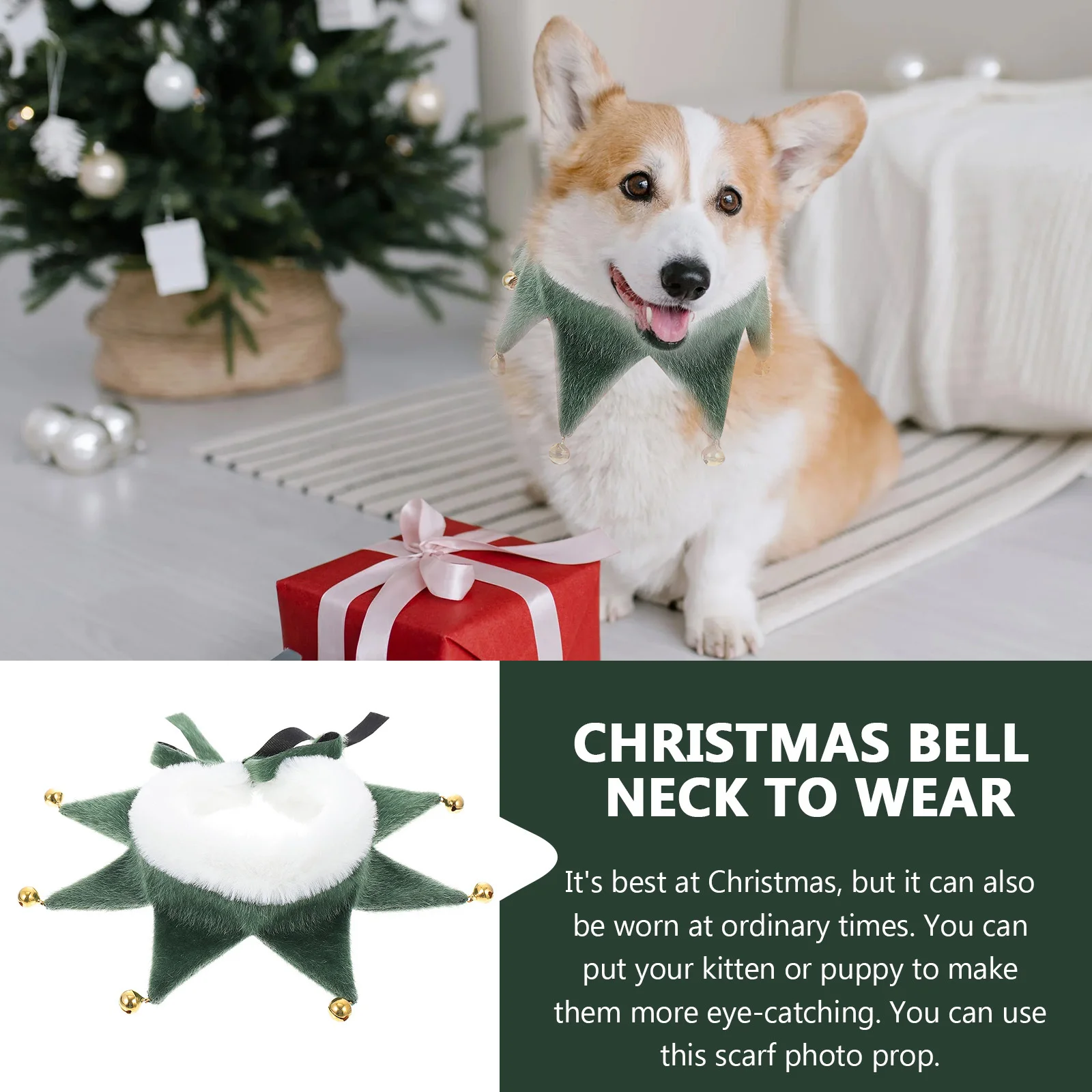 

1Pcs Dog Scarf Warm Pet Christmas Scarf Bell Decoration Neck Ornament Cat Xmas Party Accessory Pet Neck Decoration