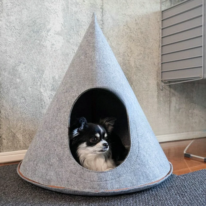 New Felt Cat and Dog Kennel Removable Washable Breathable Folding Four Seasons Universal Pet Kennel Semi-enclosed Pet Dog Cat