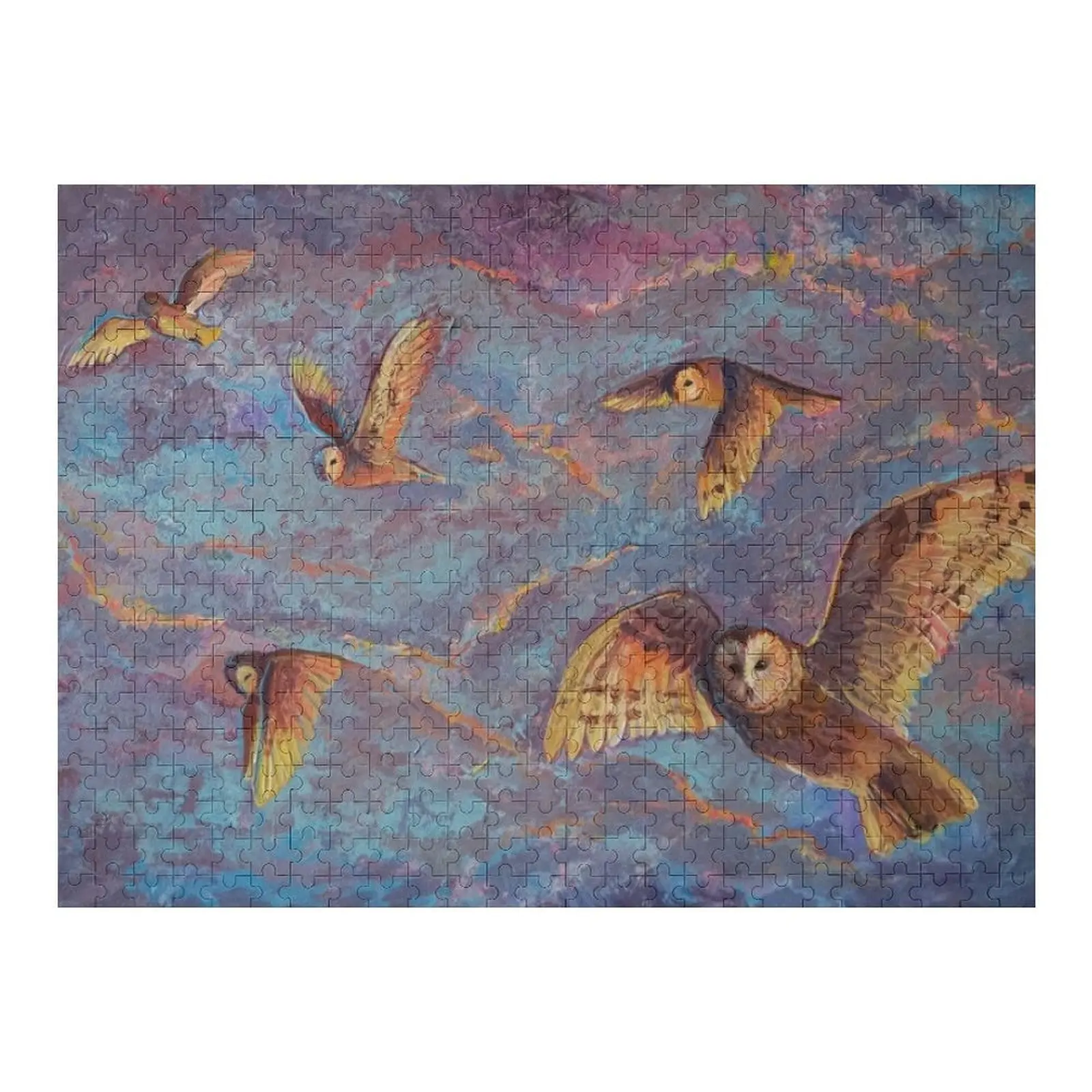 

Barn Owls Flying at sunset Jigsaw Puzzle Baby Wooden Name Wooden Toy Puzzle