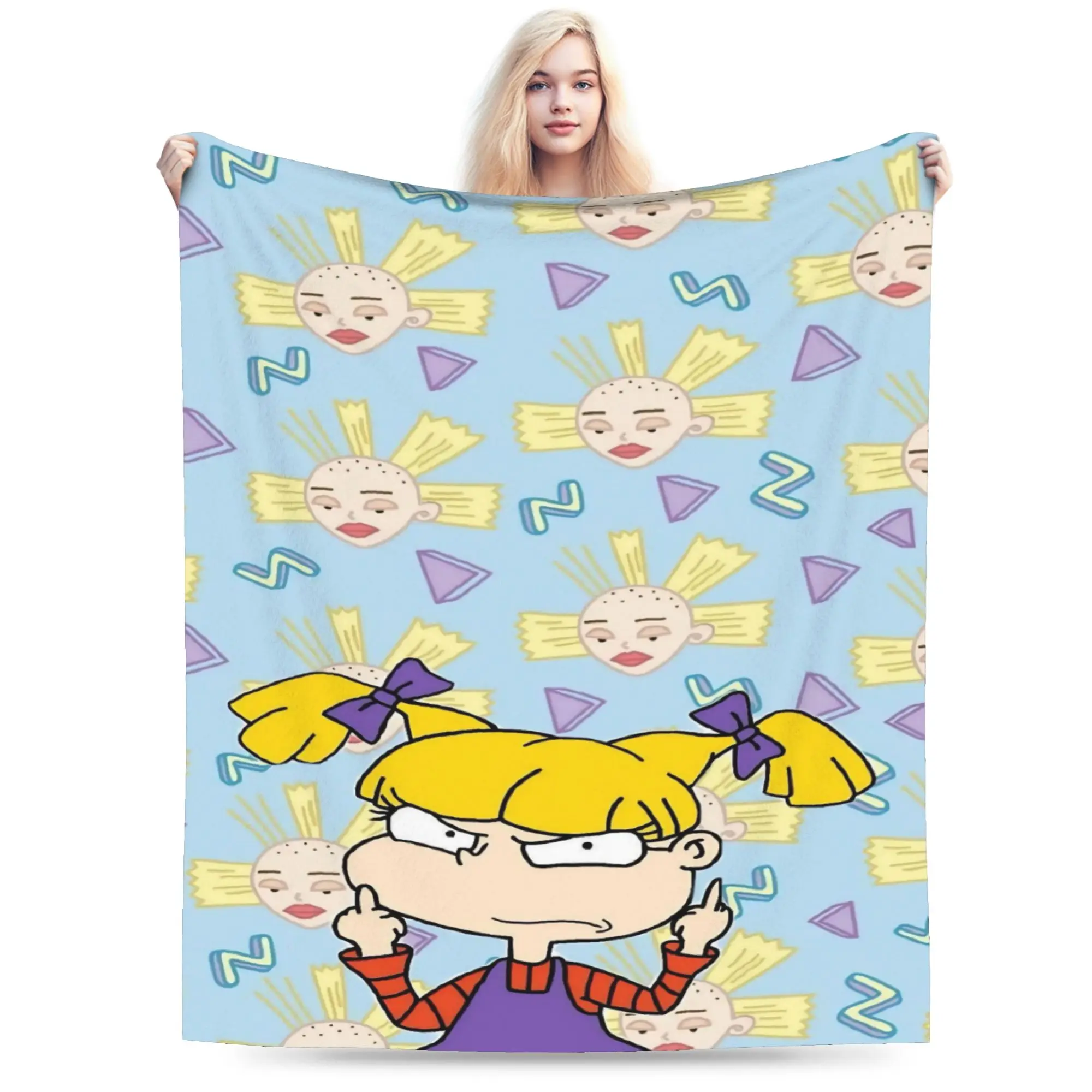 Cartoon R-Rugrats Blanket Multiple Sizes Warm Cozy Fluffy  Throw Blankets for Sofa Couch and Bed