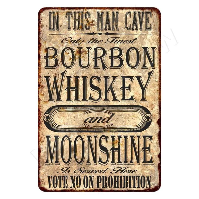 Vintage Whiskey Retro Plaque, Metal Tin Sign, Bourbon Wall Art Prints, Home, Bar, Club, Man Cave, Cigar, Shop Decor, Gift