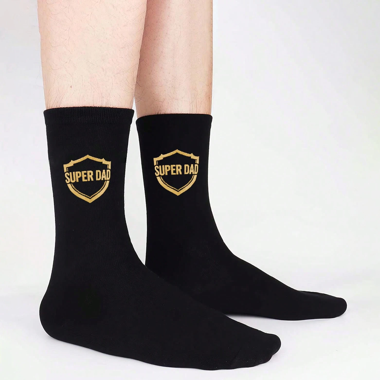 A Pair of Men's Mid-Calf Socks with a Theme of Honoring Fathers, Featuring a Simple yet Playful Style, Perfect as a Gift for Father's Day, Birthdays, and Other Occasions. - view 4