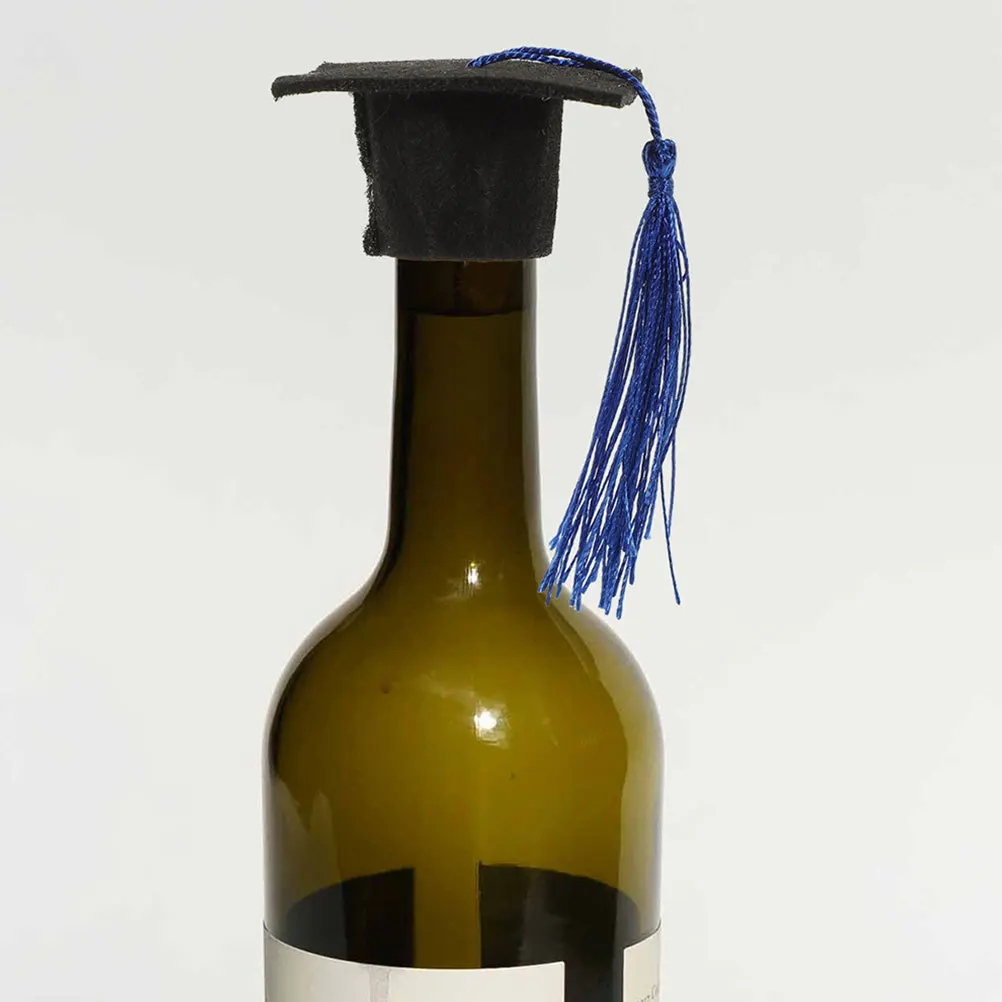 

24pcs Mini Graduation Cap Bottle Toppers Black Small Grad Hats For Cupcakes Wine Bottles Party Decorations Diy Crafts Felt