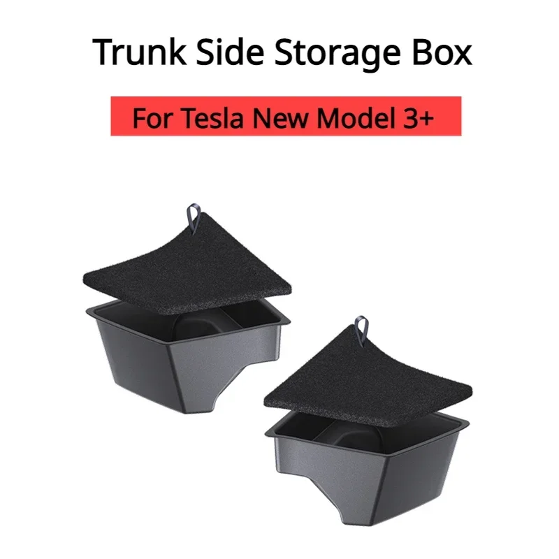 Trunk Storage Box for Tesla Model 3+ Rear Trunk Side Storage Box Lids Organizer Garbage Bins TPE Suede Lids Model3 Highland 2024