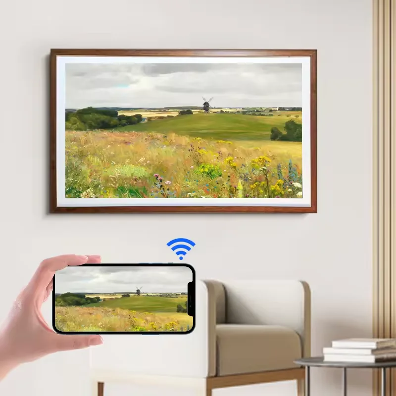 4k HD High Resolution 49 Inches Art Electronic Digital Video Photo Frame Wifi Audio Music Wooden Display Home Exhibition NFT