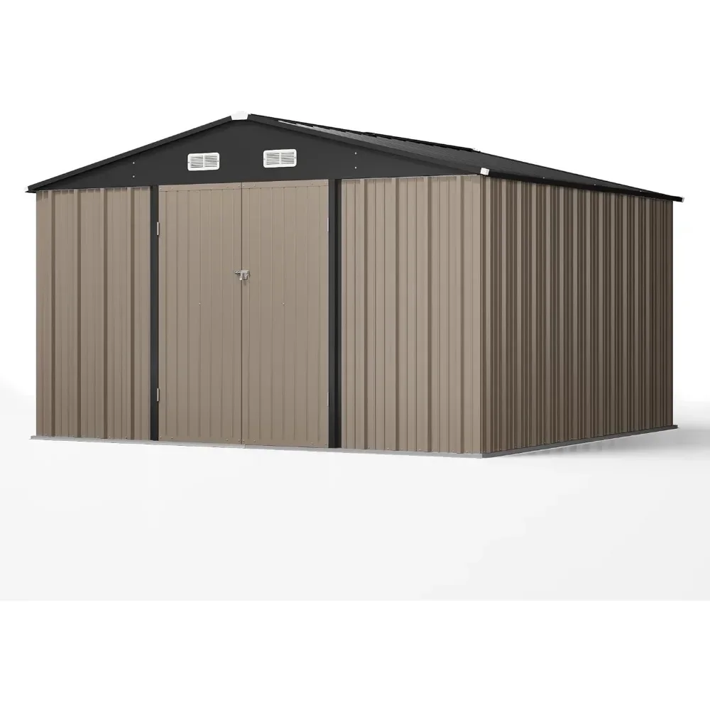 10 x 10 FT Outdoor Storage Shed,Metal Yard Shed with Design of Lockable Doors, Utility and Tool Storage for Garden, Backyard