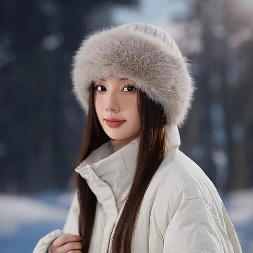 النساء الشتاء رشاقته أفخم رقيق قبعة صغيرة أفخم الدافئة الفراء المنغولية قبعات يندبروف Coldproof تزلج قبعة بحافة للرحلات غير رسمية #4