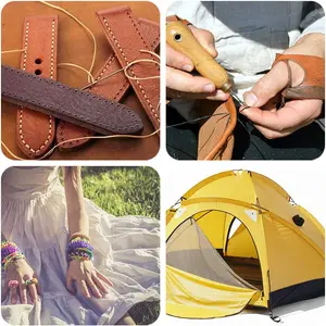 Deri El Sanatları, Kendin Yap Projesi, 150D Deri Dikiş, Polyester, Balmumu, Yassı Halat, Çap ve 0,8 mm ila 50 Metre balmumu, ayakkabı derisi, no. 2'de 12 büyük satış