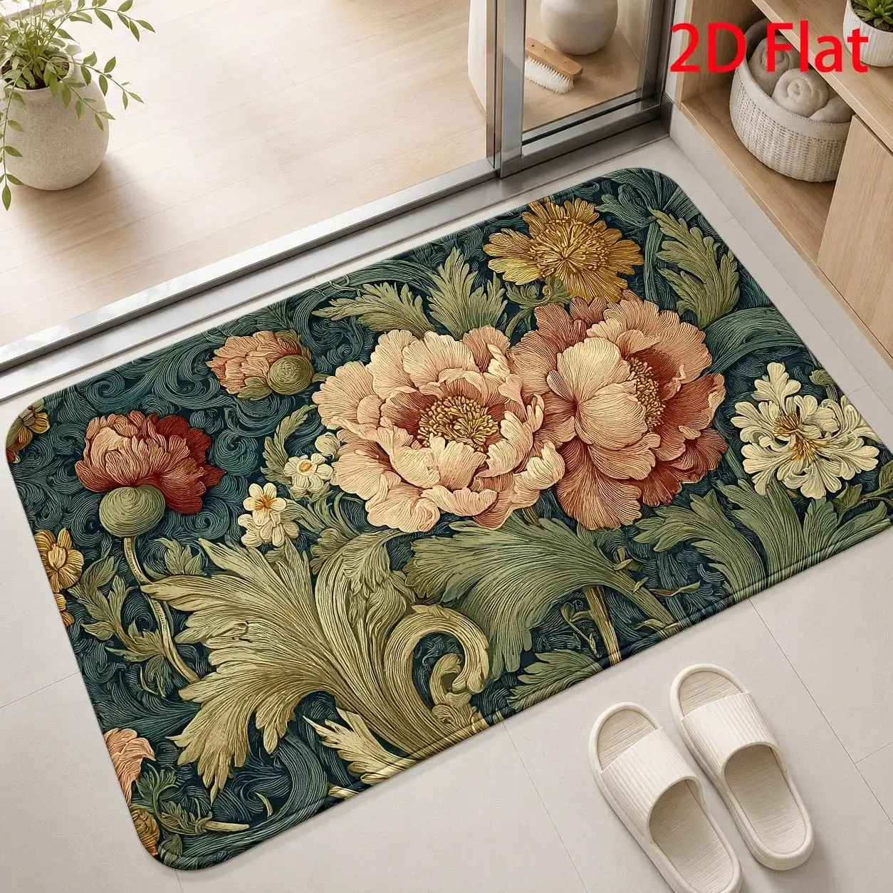 Welcome Text Brown Base Classic Greeting doormat for Entrance Traditional Look rug Floor Mat Housewarming
