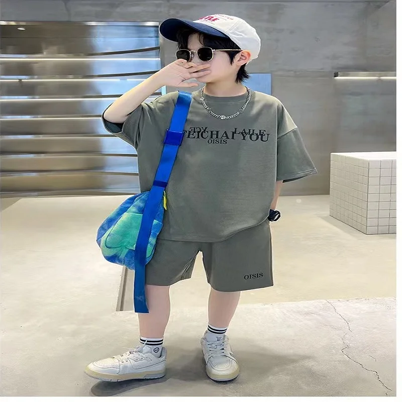Summer Children Boy Clothes Teenage Girls Letter Print Tshirts and Shorts Suit Kid Top Bottom 2 Pieces Casual Outfits Tracksuits