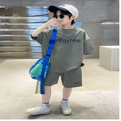Summer Children Boy Clothes Teenage Girls Letter Print Tshirts and Shorts Suit Kid Top Bottom 2 Pieces Casual Outfits Tracksuits