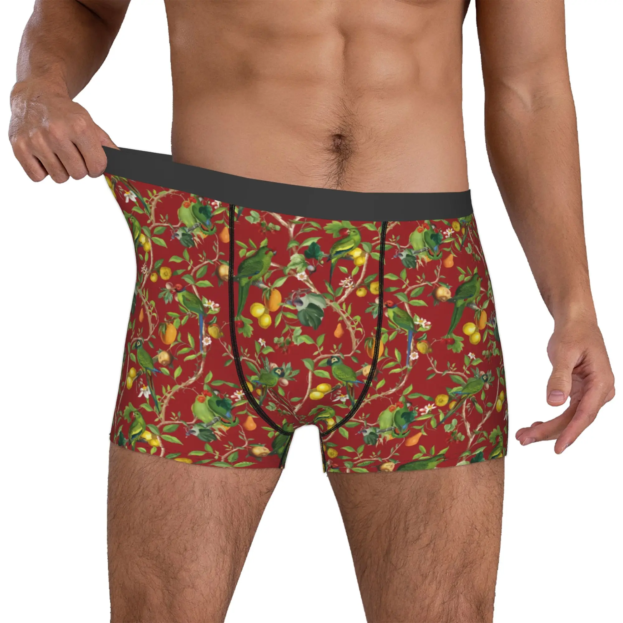 Novelty Cute Tropical Parrots Birds Boxers Shorts Panties Male Underpants Breathable Cockatiel Macaw Parrotlet Briefs Underwear