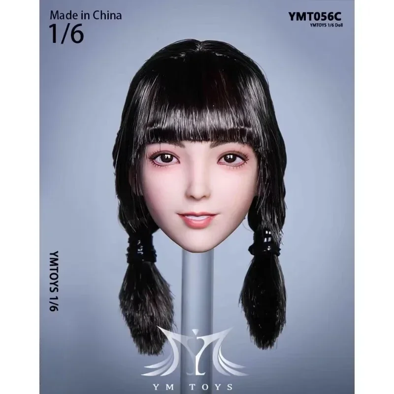 YMTOYS YMT056 1/6 Double Ponytail Loli Head Sculpt with Replaceable Face Female Head Carving Model Fit 12'' Action Figure Body