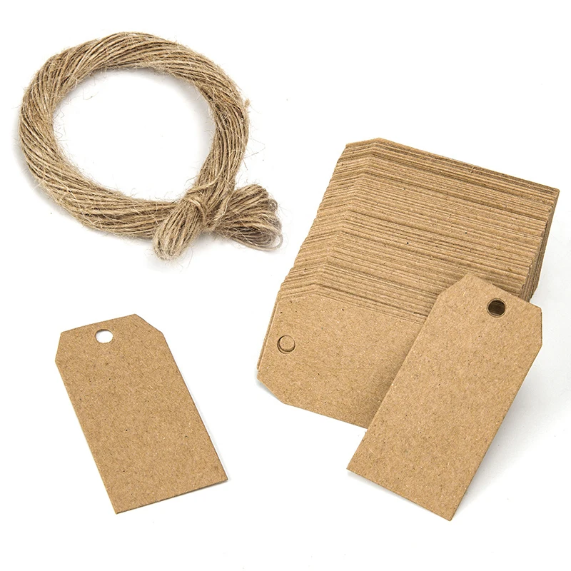 100pc brown Kraft paper tags with hole for wedding or party decoration gift tags