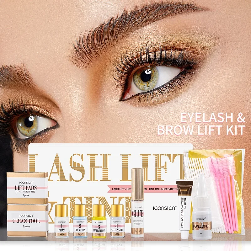 ICONSIGN Lash Lift e Tint Kit Professionale Sollevamento Ciglia Calia Perming Ciglia Tinta Sopracciglio Tintura Occhi Strumenti di Trucco Dropshipping