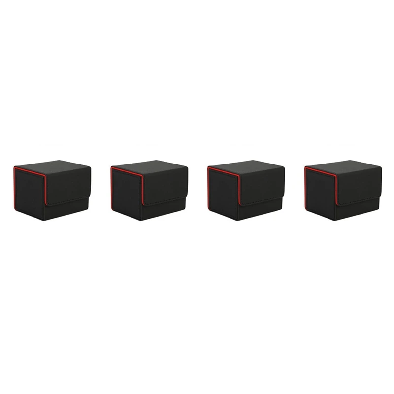 4X Card Box Side-Loading Card Box Deck Case For Mtg Yugioh Card Binder Holder 100+,Black Red