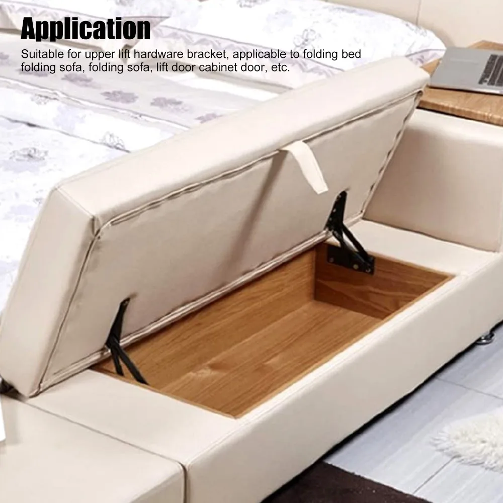 2pcs Durable Black Spring Hinges Foldable Adjustable Bench Seat Hinge Cabinet Door Hinge Cabinet Doors