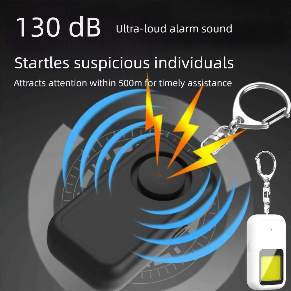 130 DB Safe Sound Personal Alarm Low Battery Notice 2 Modes Alarm Self Defence Alarm Keychain LED Strobe Light with Hanging Hook