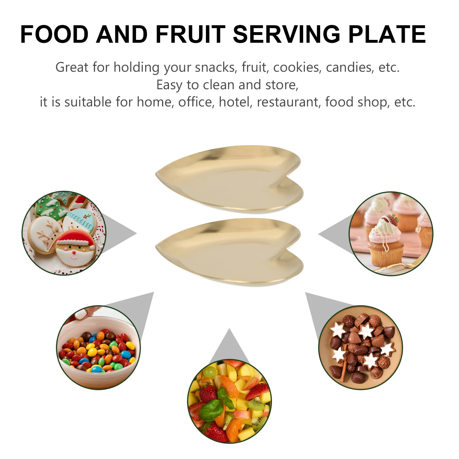 

2pcs Heart Shaped Trays Fruit Plates Dessert Serving Trays For Snack Candy Dry Fruits Pastry Cookies Containers Kitchen Barware