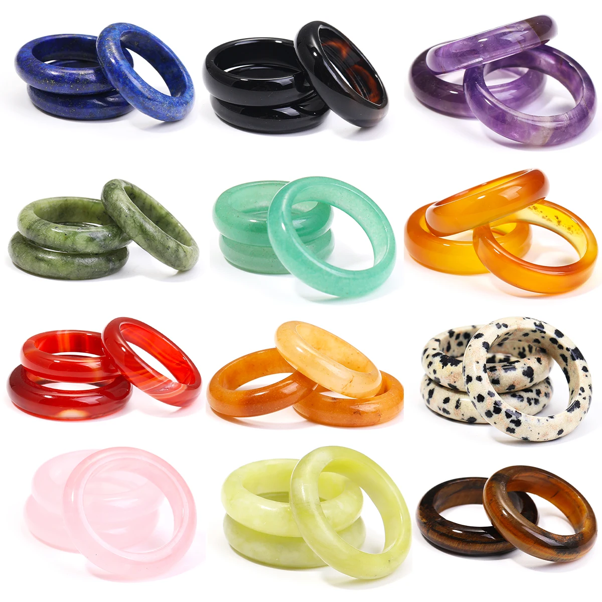 

1 Piece Natural Stone Crystal Agate Hematite Ring, Unisex Fashion 3mm-Wide Engagement Ring Valentine's Day New Year Jewelry Gift