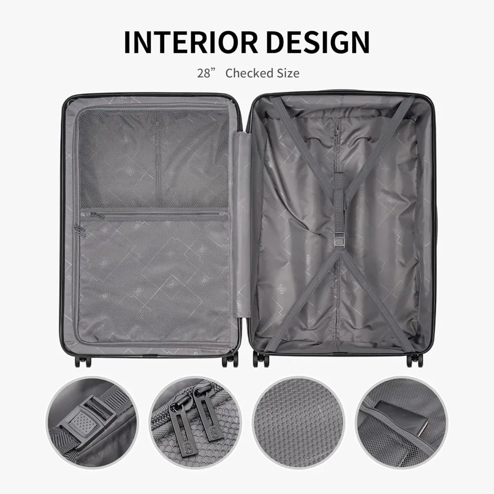 Novo, bagagem Grace, mala rígida de 28 polegadas, bagagem de viagem rígida com trava Tsa, rodas giratórias, azul, 28 polegadas