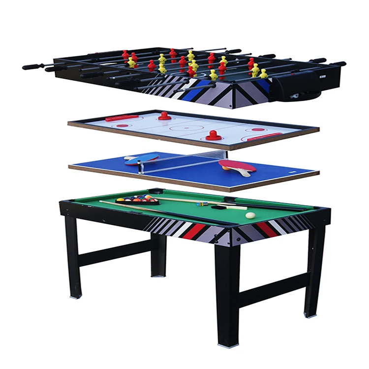 

122CM 4-in-1 Multi Game Table - Foosball/Slide Hockey/Ping Pong/Pool Table | Family Entertainment & Indoor Sports