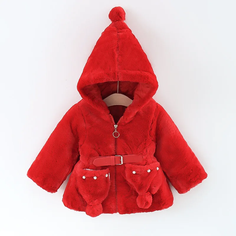 2023 Autumn Winter Warm Faux Fur Coat For Girls Christmas Princess Outwear Fashion Plush Baby Jacket New Year Party Kids Clothes