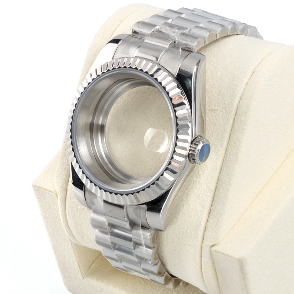 Cassa in argento NH35 36mm 39mm Cassa per orologio in acciaio inossidabile con vetro zaffiro per movimento NH35 NH36 Quadrante da 28,5 mm