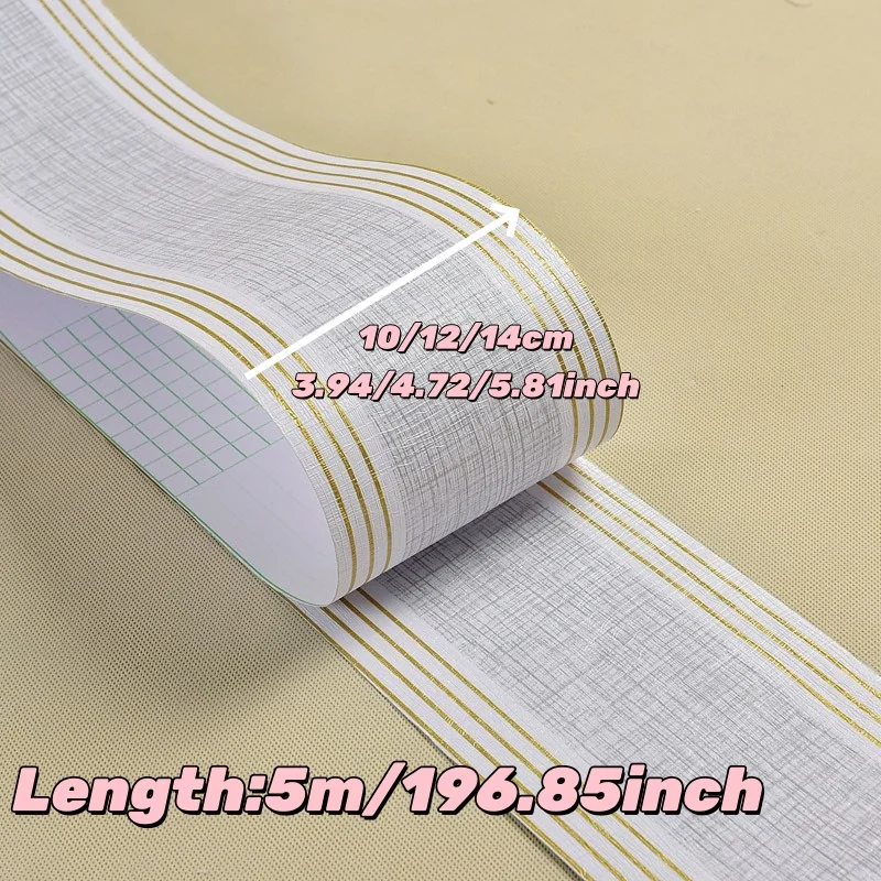 1PC 5m/196.85inch Self Adhesive PVC Waist Line Wallpaper Waterproof Background Wall Border Baseboard Stickers Edges Tape Decorat