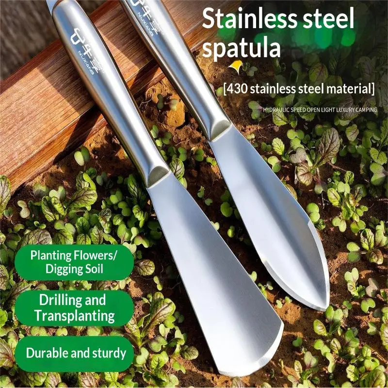 Thickened Stainless Steel Garden Trowel Heavy Duty Shovel Spade For Planting Transplanting Digging Weeding Outdoor Tool