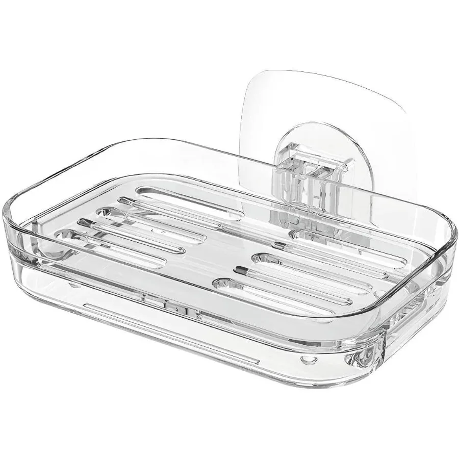 

Bar Soap Dish for Sr Clear Acrylic Soap Holder with SelfDraining Design No Drilling Required Strong Adhesive Mount for RV Bathr