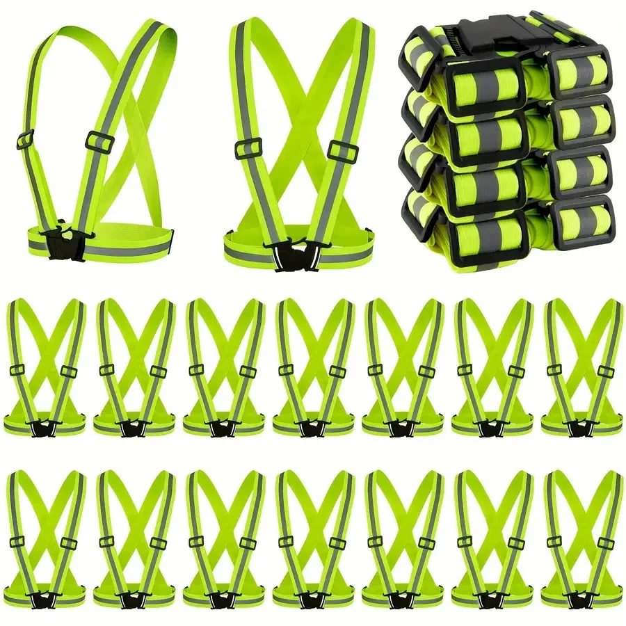 

20pcs Reflective Vest High Visibility Safety Vests Adjustable Bright Neon Lightweight Strap Gear