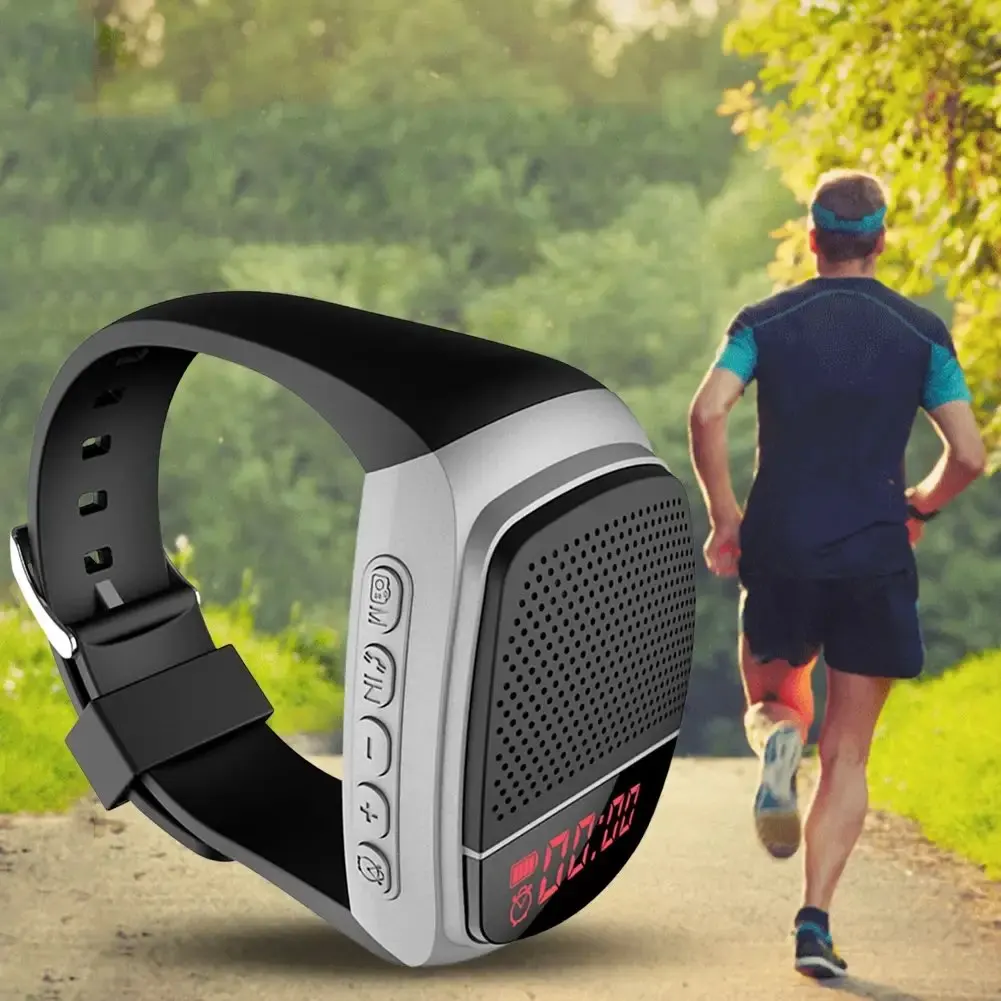 시계 블루투스 스피커, USB 충전 웨어러블, 야외 스테레오 서브우퍼, 스포츠 자전거 러닝 방수 스피커