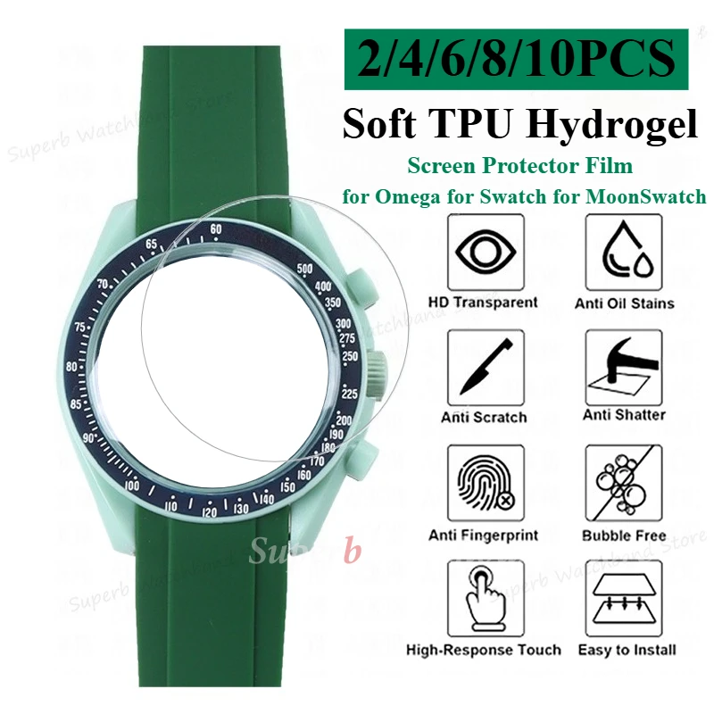MoonSwatch 용 Swatch 시계 화면 보호기 용 Omega 용 소프트 TPU 하이드로 겔 필름 유리가 아닌 투명 풀 커버 필름