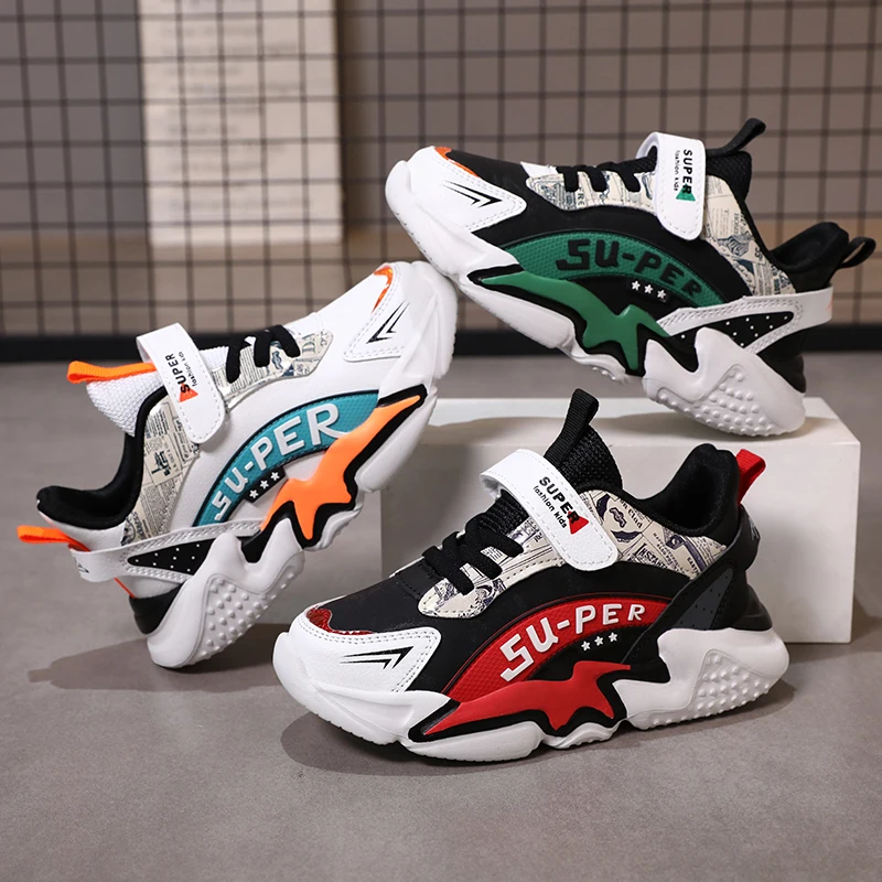 

Sport Kids Leather Sneakers Four Season Boys Casual Shoes Non Slip ChildrenFashion School Walking Running Shoes Size 28-39
