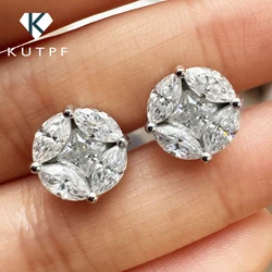 10mm Cluster Star Moissanite Stud Earrings with Certificates 925 Sterling Silver Princess/Marquise Cut Diamond Earring for Women
