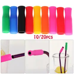 10/20pcs 6mm/8mm Caps Anti Burn Teeth Protector Bar Reusable Silicone Straw Sleeve Food Grade Accessories Silicone Tip