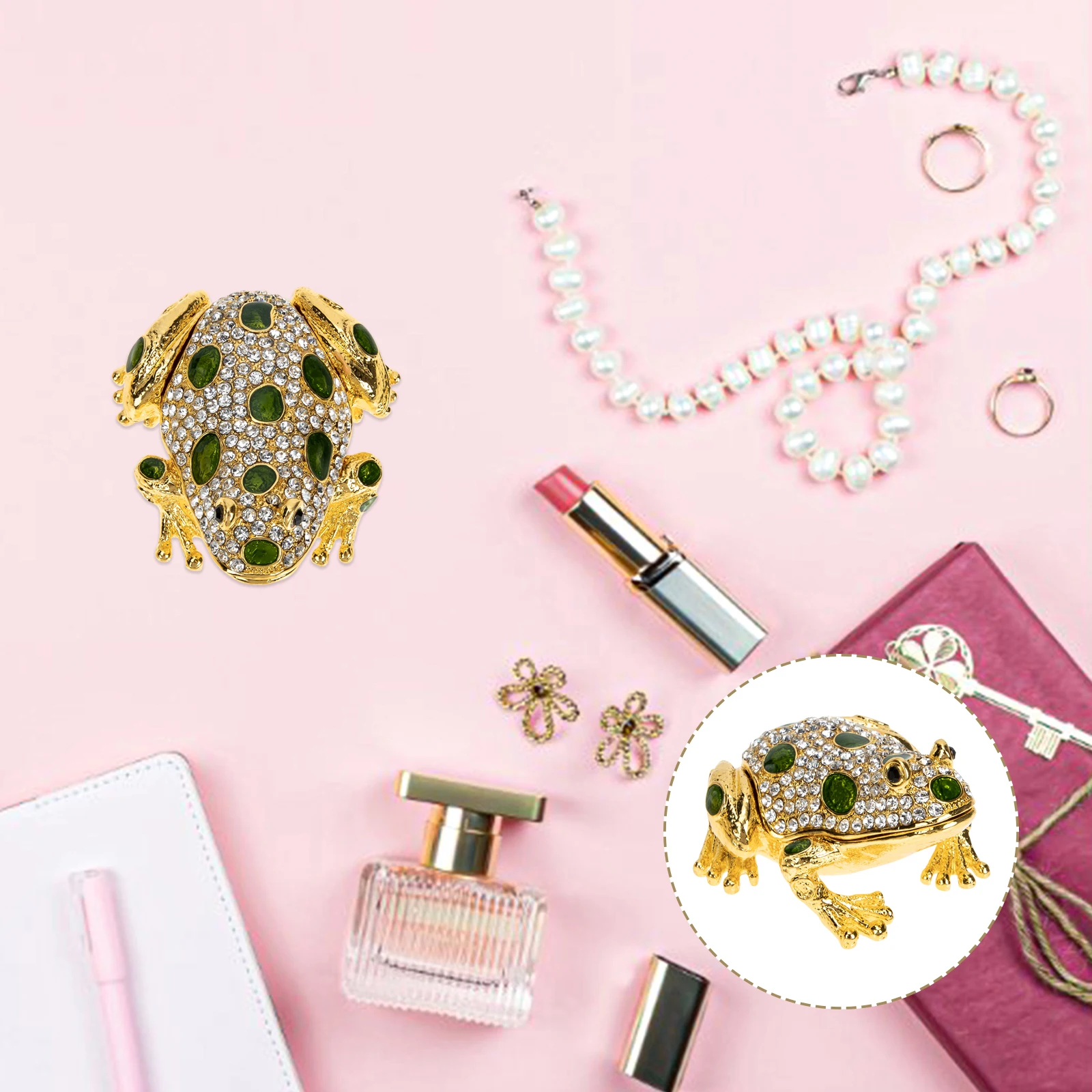 

Frog Jewelry Box Alloy Trinket Boxes for Women Enamel Storage Organizer Gift Case Necklace Ring Bracelet Earrings Gift