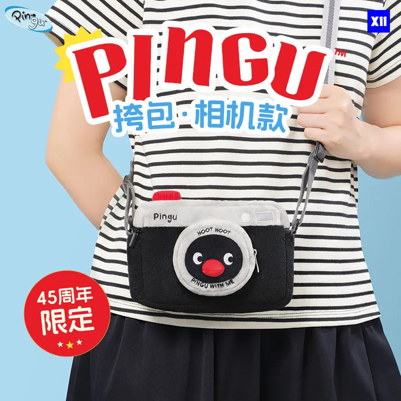 

Плюшевая сумка-кроссбоди Pingu X11 в форме фотоаппарата, лимитированная серия к 45-летию, милая портативная сумка через плечо для ежедневных поездок, идеальный подарок