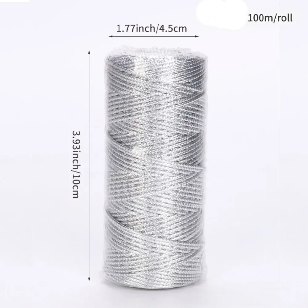 1.5mm Christmas Gift Packaging String 100m Rope Thread Cord Gold Silver Cord DIY Bracelet Home Decor Jewelry Making Lanyard