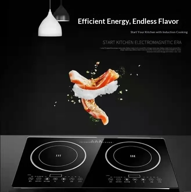 Embedded Household High Power Ceramic Electric Dual-use Double Burner Induction Cooker for Hot Pot and Soup Cooking