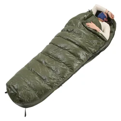 Outdoor 95%White Goose Down Sleeping Bag Ultralight Waterproof Breathable Travel Warm Sleeping Bag for Hiking Camping Army Green