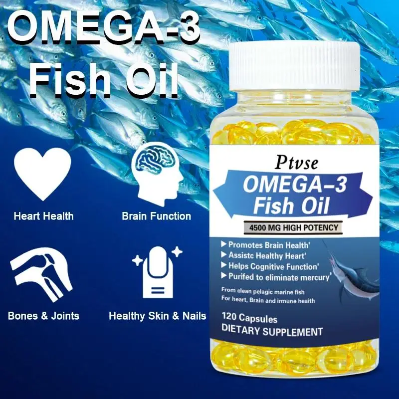 Fish Oil Omega 3 - Holistic Health Supplement - Immune System Health Supplement 4500mg Easy to Swallow